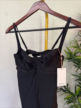 Quince Black One-Piece Swimsuit with Underwire and tie back NWT M